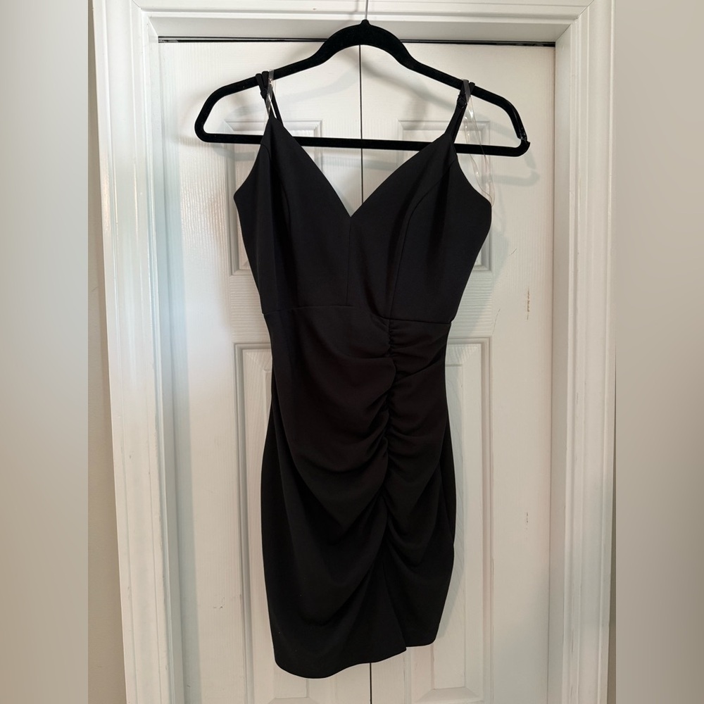 Emerald Sundae Black Bodycon Mini Dress Spaghetti Strap